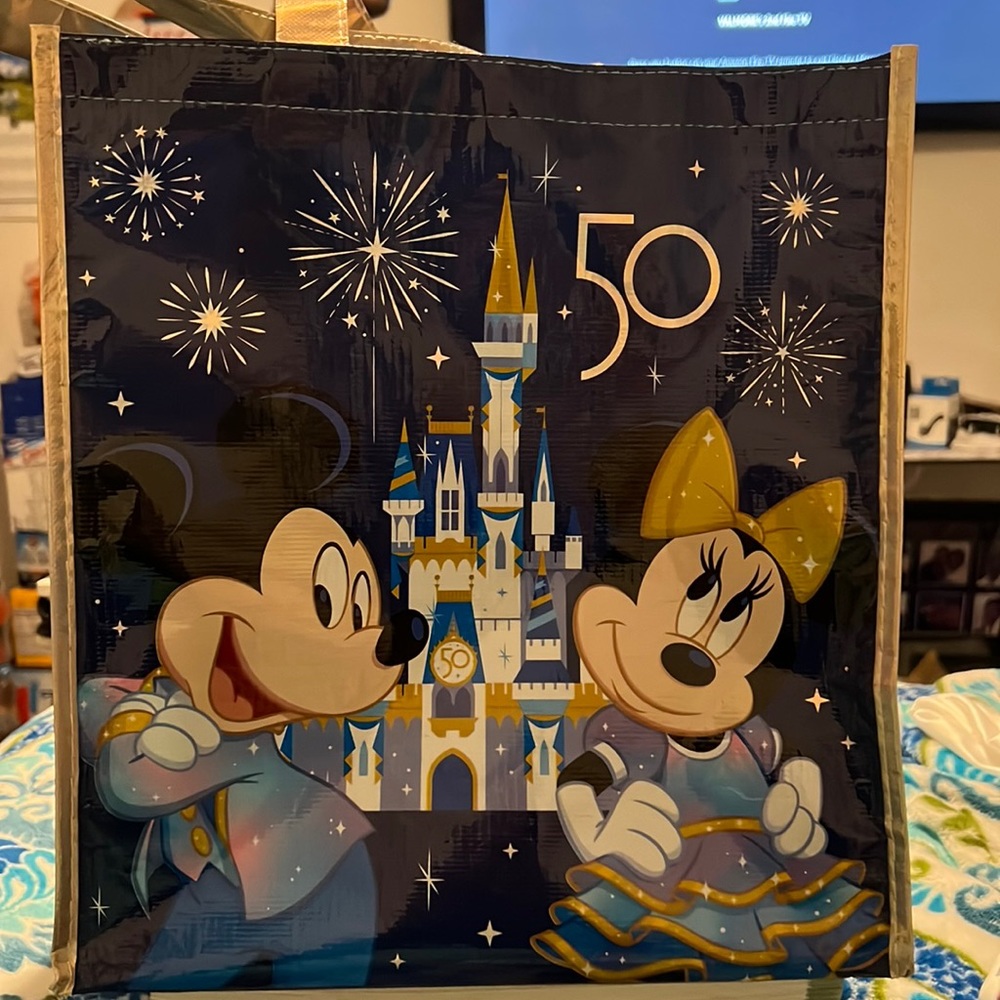 Disney parks 50th anniversary reusable bag large size blue